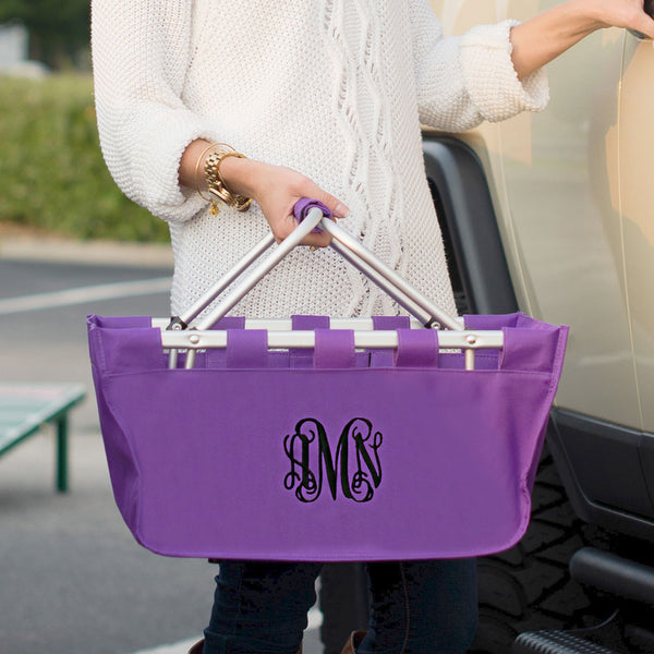 18" Large Market Basket Utility Tote Bag Game Day Tailgate Personalized - Gifts Happen Here