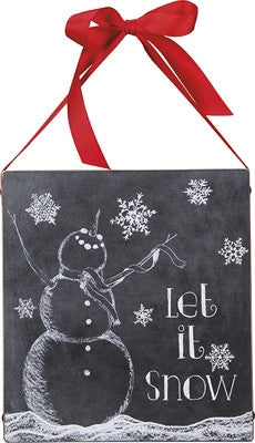 12" Box Sign Primitives by Kathy Christmas Let it Snow Snowman - Gifts Happen Here