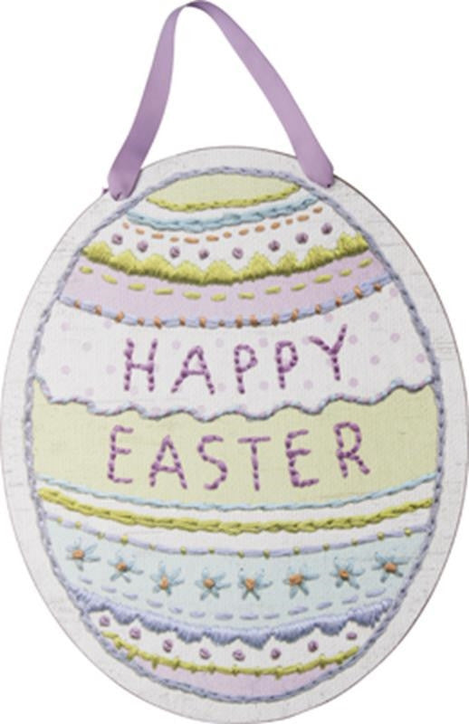 18" Happy Easter Egg Printed Hanging Sign - Gifts Happen Here