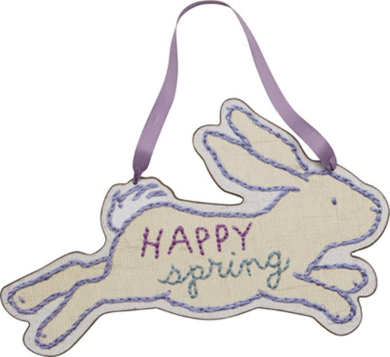 14" Easter Bunny Happy Spring Printed Sign - Gifts Happen Here