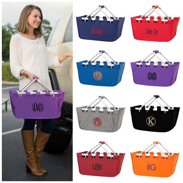 18" Large Market Basket Utility Tote Bag Game Day Tailgate Personalized - Gifts Happen Here